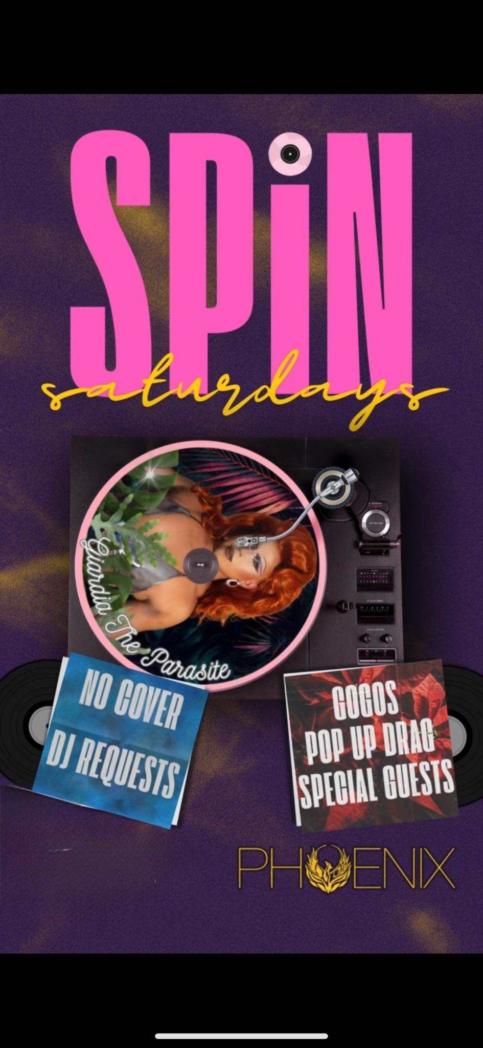 Spin Saturday event flyer.