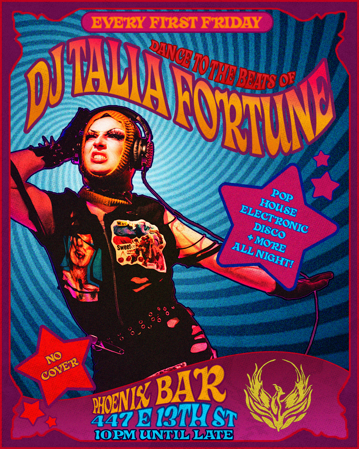 DJ Talia Fortune Friday event flyer.